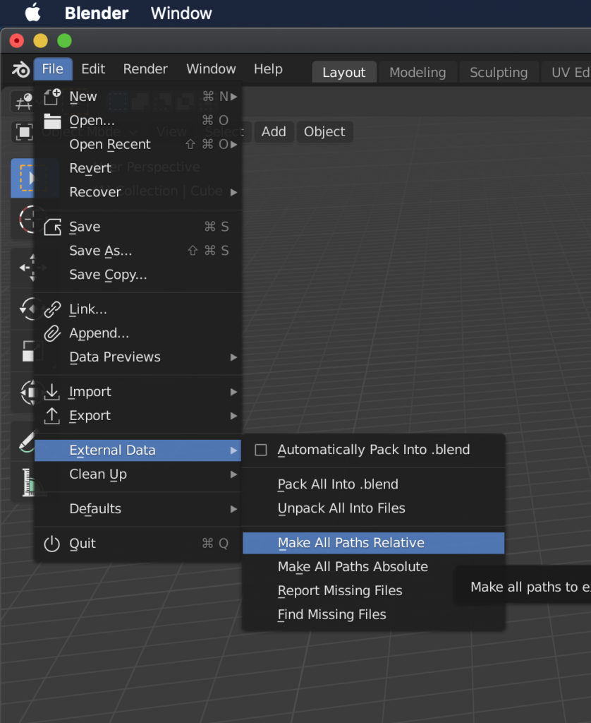 テクスチャ画像もまとめてblendファイルに保存 Crft モダングラフィックデザイン