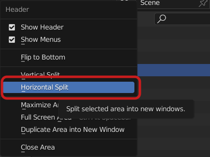 blender split area