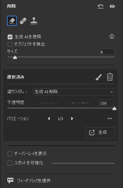 camera raw 17.1 削除